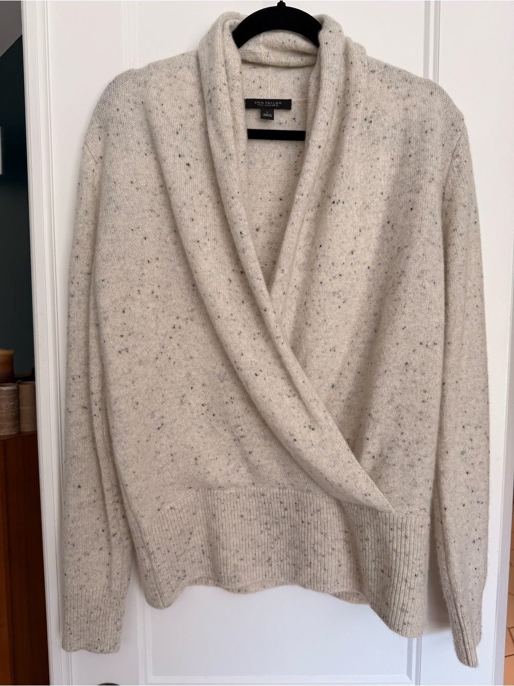 Ann Taylor Cream Speckled Wrap Cardigan
